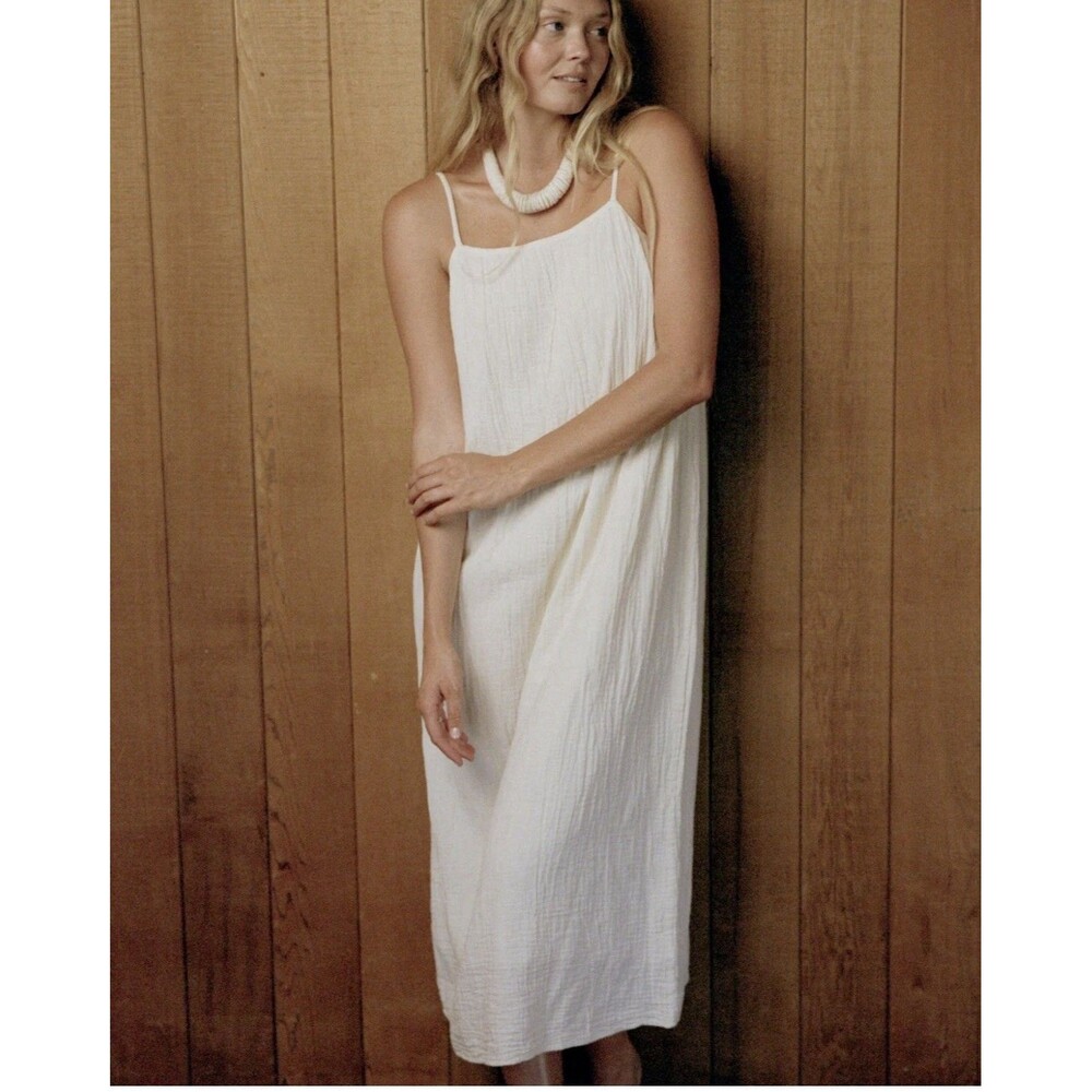 Honest Cotton Black Gauze Maxi Dress One Size Boho Minimalist Lounge Langenlook